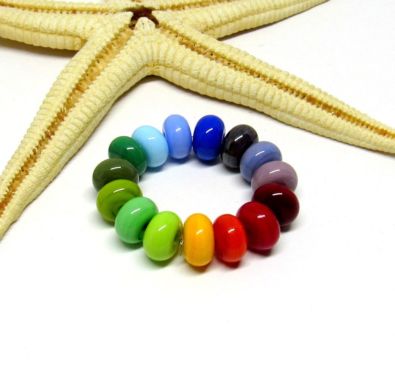 15 glassbeads spacer, lampwork, muranoglass, 8mm x 5mm, colorful, hole 2mm, MTO image 5