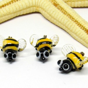3 beads bees, lampwork, muranoglass, 10mm, ore 2mm, MTO