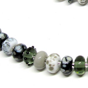 necklace with handmade lampwork beads, stone colors, lampwork image 2