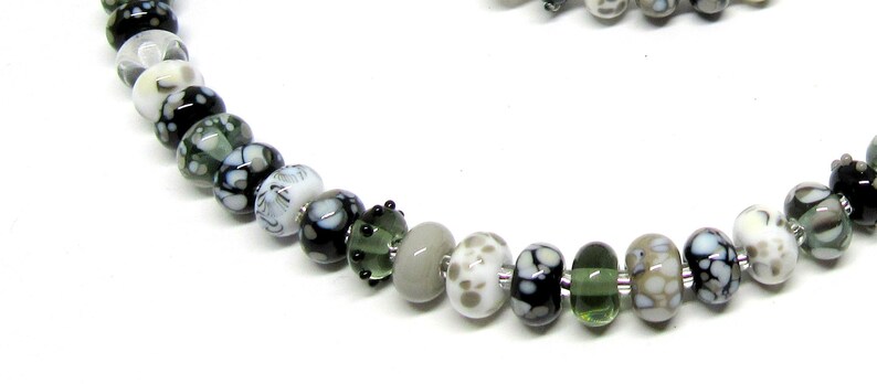 necklace with handmade lampwork beads, stone colors, lampwork image 2