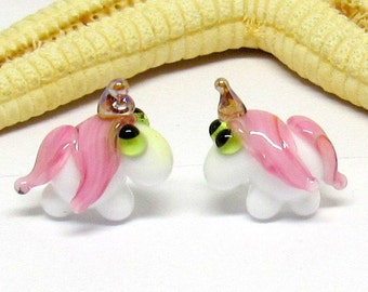 glass stud earrings unicorn, lampwork, muranoglass, MTO