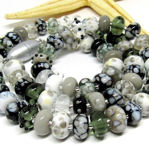 necklace with handmade lampwork beads, stone colors, lampwork image 1