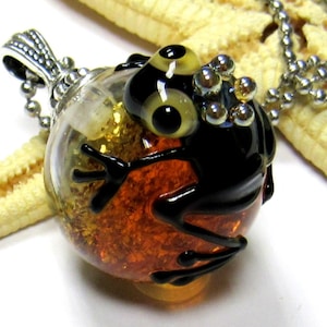 glass pendant with fropg, lampwork, muranoglass, MTO image 1