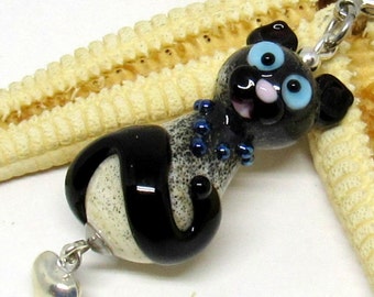 glassbead siamcat, as bead or pendant with clasp, MTO