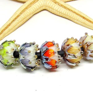 european-style bracelet bead, venetian glass, 16mm x 13mm; option: silver rivets and 4,5-5mm hole, lampwork, MTO