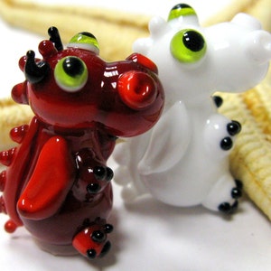 2 glass dragons "Devils and Angels", beads or pendants, lampwork, MTO