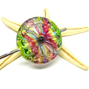 glassbead, lampwork, muranoglass, 40mm x 17mm, colorful, hole 2mm, made to order image 9