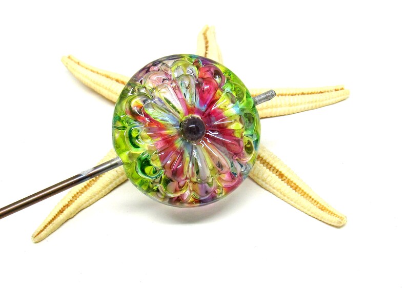 glassbead, lampwork, muranoglass, 40mm x 17mm, colorful, hole 2mm, made to order image 9