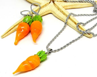 glass earrings or pendant carrot, lampwork, muranoglass, MTO