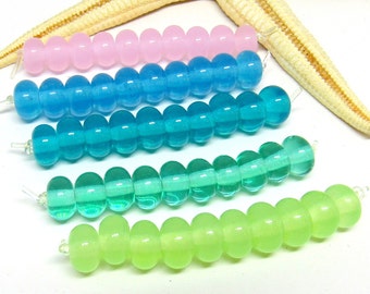 10 glassbeads spacer, pastells, CIM glass, 8mm x 5mm, colorchoice, hole 2mm, lampwork, MTO