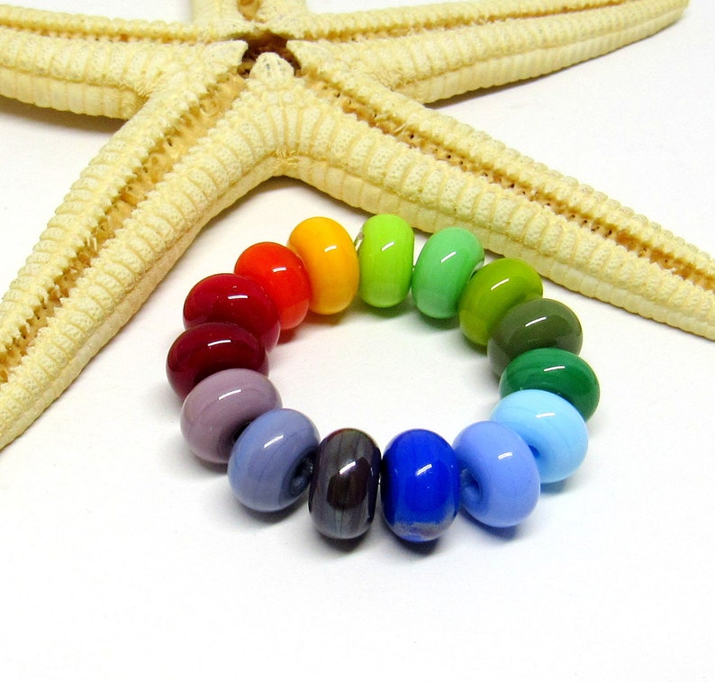 15 glassbeads spacer, lampwork, muranoglass, 8mm x 5mm, colorful, hole 2mm, MTO image 2