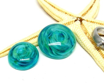 glass ring top, turquoise, lampwork, muranoglass, 20mm or 25mm x 8mm, 2,5mm nut, changeable, MTO