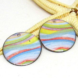 SALE!!! 2 copper-elements enameled, components for making jewelry, ready to ship