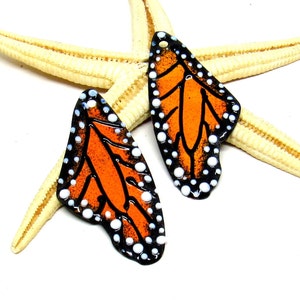 2 copper-elemens enameled, butterflywings, components for making jewelry, MTO