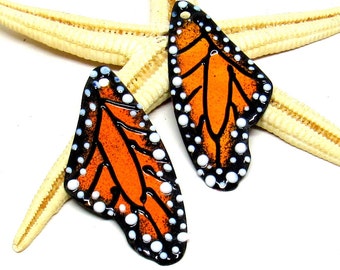 2 copper-elemens enameled, butterflywings, components for making jewelry, MTO