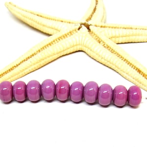 10 glassbeads, 8mm x 5mm or 5-6mm x 4mm, colorchoice: purple or pink hole 2mm, lampwork, MTO 10x Rosa
