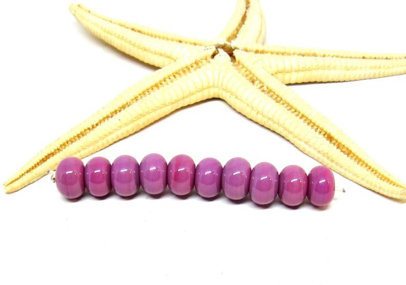 10 glassbeads, 8mm x 5mm or 5-6mm x 4mm, colorchoice: purple or pink hole 2mm, lampwork, MTO 10x Rosa