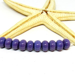 10 glassbeads, 8mm x 5mm or 5-6mm x 4mm, colorchoice: purple or pink hole 2mm, lampwork, MTO 10x Lila