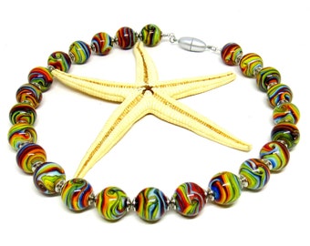 Lampwork collier, colorful, rainbow, MTO