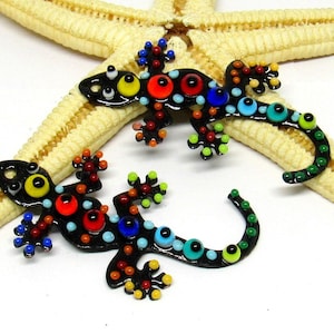 2 copper-lizard enameled, components for making jewelry, MTO