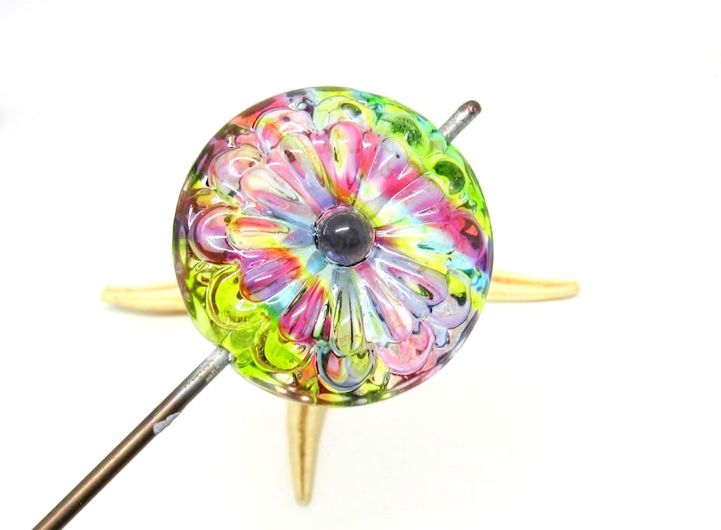 glassbead, lampwork, muranoglass, 40mm x 17mm, colorful, hole 2mm, made to order image 8