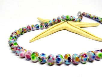 Muranoglas Collier, bunt, Regenbogen, farbenfroh, Lampwork