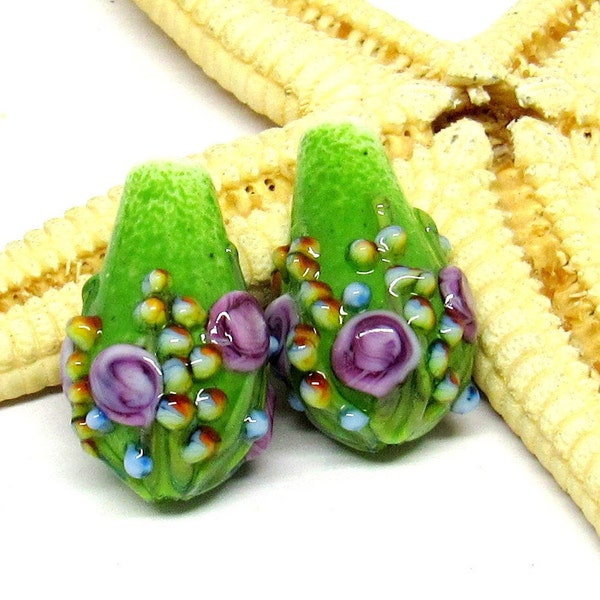 2 glassbeads or earrings, body, fairy, lampwork, 20mm x 12mm, hole 2mm, MTO