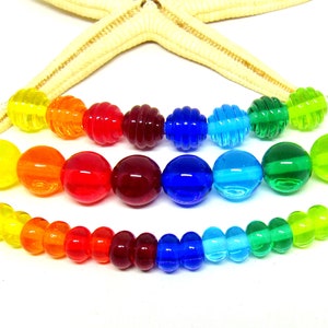 glassbeads, 16x spacer 8mm x 5mm or 8x 12mm round or 8x 10mm  ribbed, colorful, hole 2mm, lampwork, muranoglass, MTO