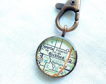 Rockford Michigan Map Necklace. Going Away Gift for Friend.