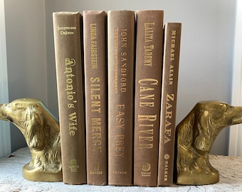 Neutral Book Set for Aesthetic Room Decor Home Decor-Warm and Earthy Interior Design Style. Old Books Repurposed Decor.