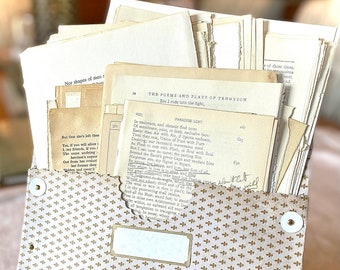 Poetry Collage Kit with Old Book Pages for Journaling.Large Curated Pack of Poems and Literature Ephemera. Artsy Best Friend Gift.