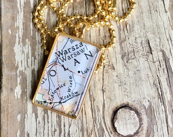 Poland Map Pendant Necklace. Travel Gift for Mom. Artisan Handmade Best Friend Gift. Reminder of Home.