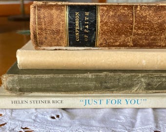 Faith Prayer Journal Supplies.Old Used Antique Christian Books.Vintage Religious Ephemera.Paper Craft Supplies.4 Lovely Grungy books