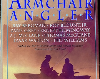 The Armchair Angler.By Brykczynski. Lake House Decor.Ideal for Rustic Cabin Decor or Cottage.Vintage Fishing Book of Fish Tales.