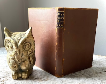 Bacon’s Essays Book. Sir Francis Bacon Antique Book 1900s. Small Rare Leather First Edition Book. Decorative Bookshelf Decor.