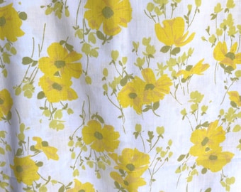 Vintage Yellow Floral Pillow Case Set of 2. 1970's Retro Home Decor.