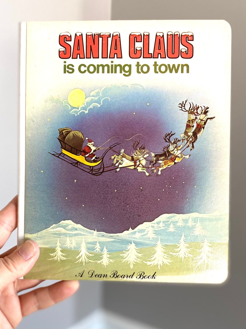 Vintage Children's Holiday Book Set. 1980's Christmas Books. Santa Claus Is Coming To Town. Set of 2 Dean Board Books. image 3