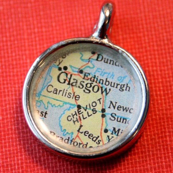 Glasgow Edinburgh Scotland Map Pendant