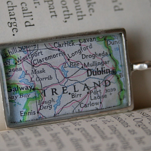 Ireland Map Pendant in Brushed Pewter