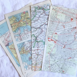 Old Vintage Maps, Travel Journal Ephemera, Scrapbook Paper, DIY Kit, Handmade Pack for Crafting Artsy Gifts For Friends. image 6