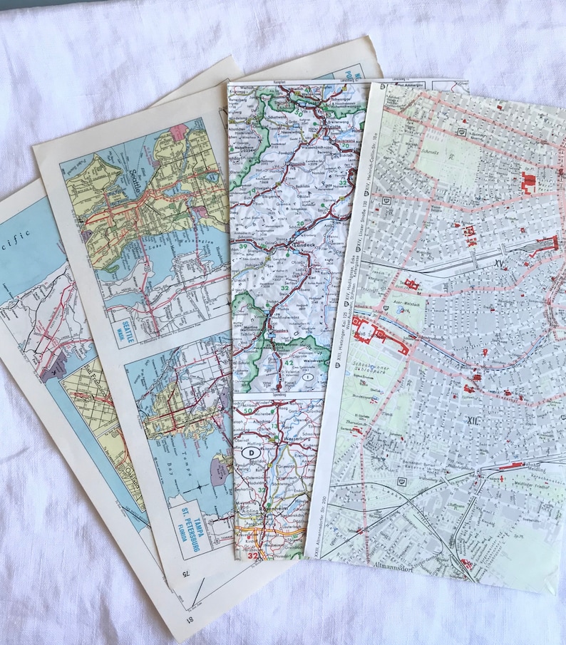 Old Vintage Maps, Travel Journal Ephemera, Scrapbook Paper, DIY Kit, Handmade Pack for Crafting Artsy Gifts For Friends. image 6