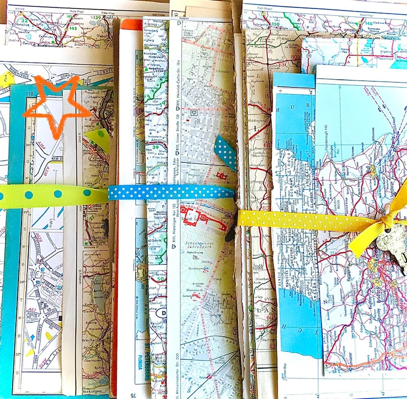 Old Vintage Maps, Travel Journal Ephemera, Scrapbook Paper, DIY Kit, Handmade Pack for Crafting Artsy Gifts For Friends. image 1