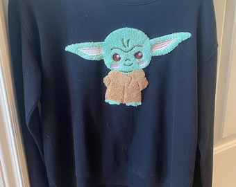 Vintage Baby Yoda Black Sweatshirt.
