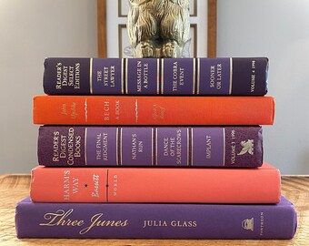 Purple Book Set for Aesthetic Room Decor. Funky Colorful Book Bundle for Bookshelf Decor. Apartment Decor. Used Repurposed Books.