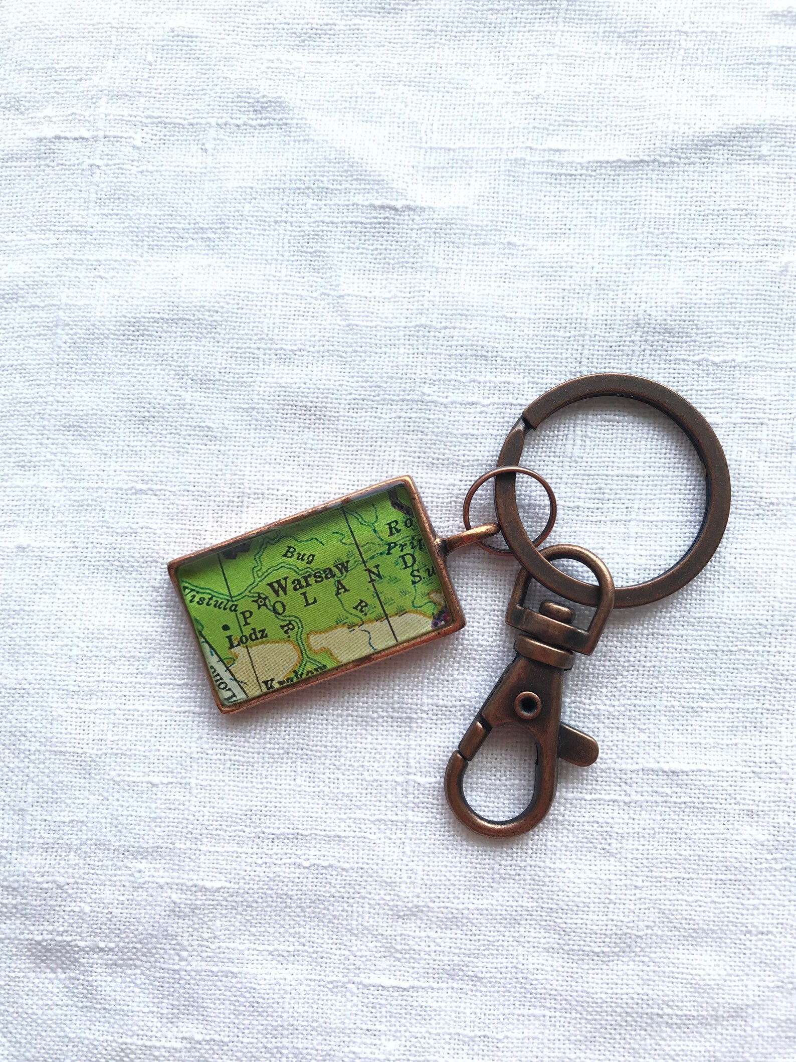 Warsaw Poland Keychain.Vintage Poland Map Necklace.Anniversary Etsy
