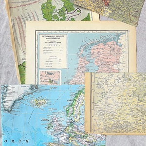 Dutch Ephemera Kit. Vintage Pack of Old Paper Bundle of Maps and Dutch text pages for art projects. Handmade Netherlands Gift. image 2