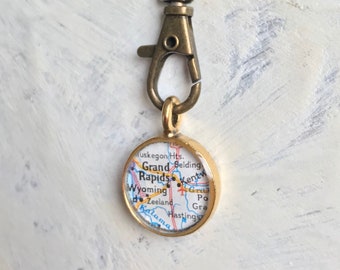 Grand Rapids Map Necklace. Gold Pendant Necklace. Michigan Unique Handmade Gifs for Women.