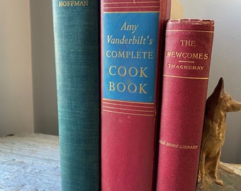 Vintage Decorative Books. Heads and Tales.Amy Vanderbilt's Complete Cook Book.The Newcomes by Thackery. Academia Aesthetic Room Decor.