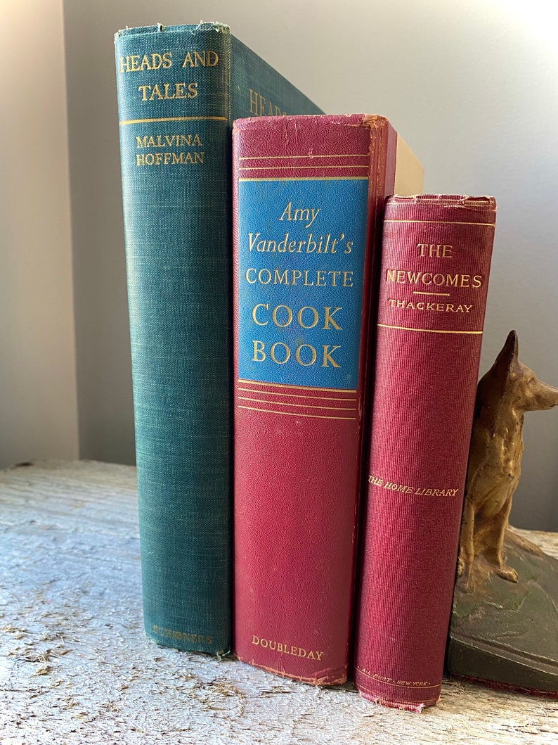 Vintage Decorative Books for Bookshelf Decor. Stacked Books Etsy