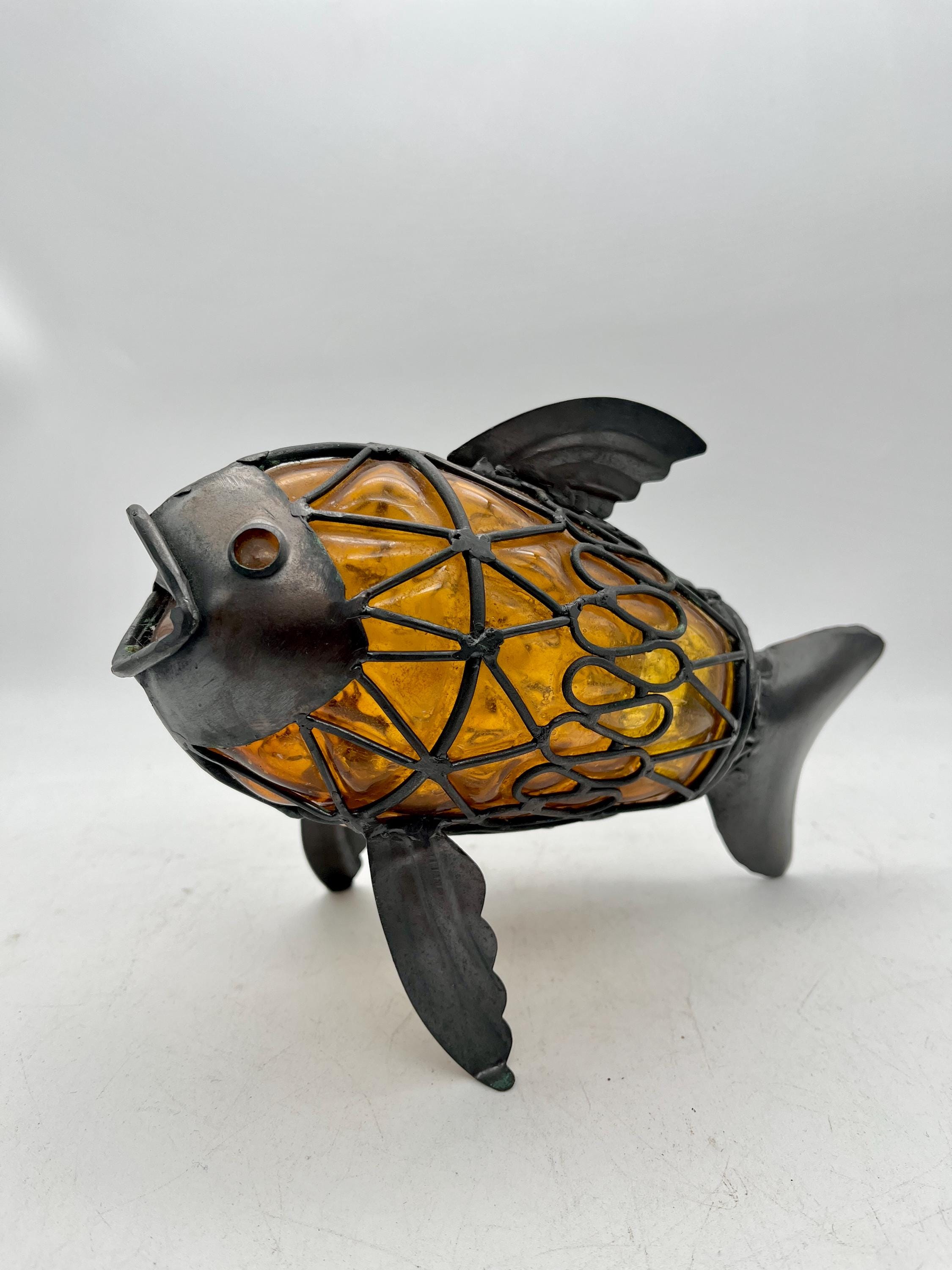 ガラス製魚置物 オレンジと黒のストライプ Orange Glass Fish - Etsy
